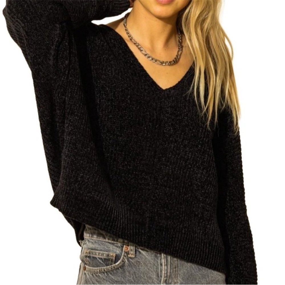 New Double Zero black V Neck sweater Large L